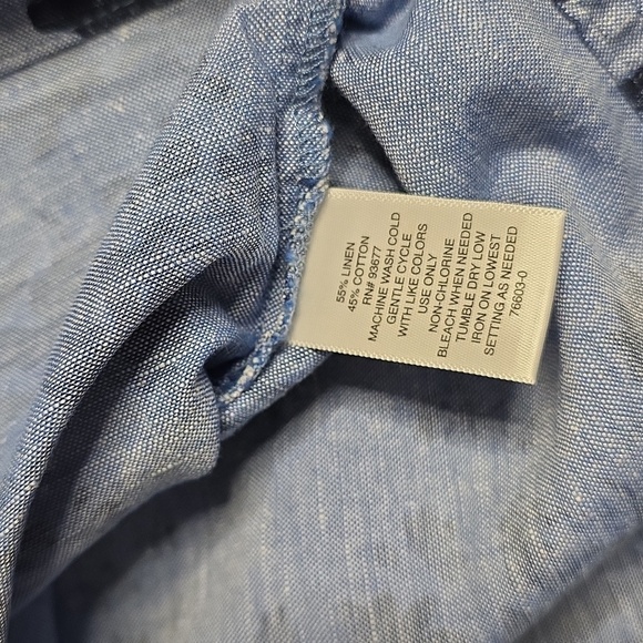 Liz Claiborne Blue Floral Linen / Cotton Blend Sleevless Tank Size XL - Picture 7 of 10